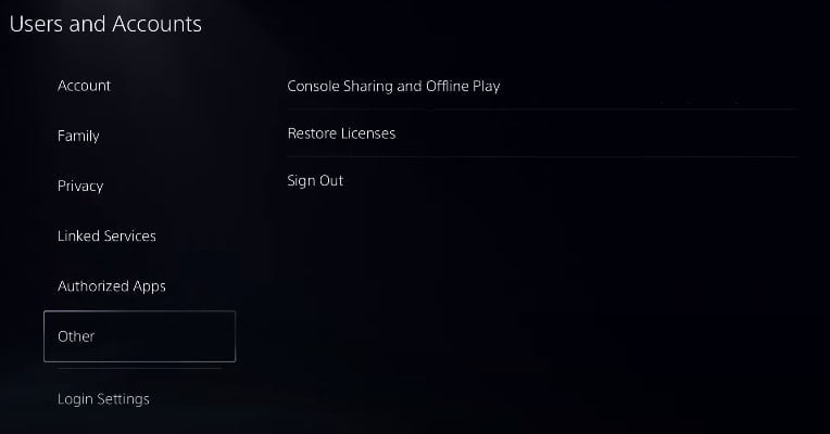 Console sharing and offline play ps5 not showing